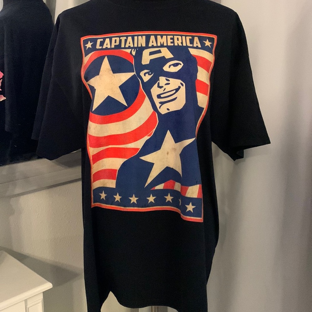 Marvel Captain American SZ XL Black Vintage Poster T-Shirt
